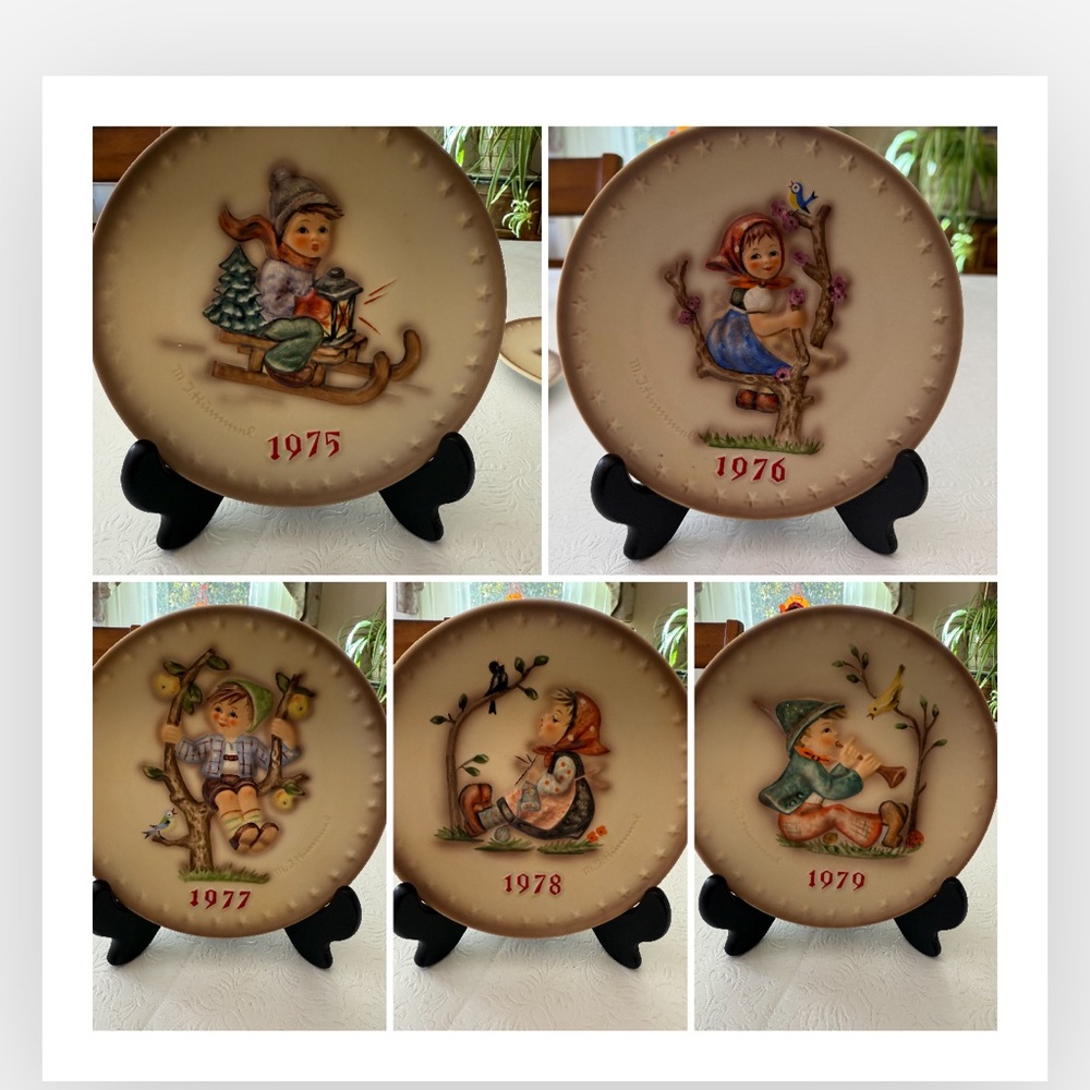 5-Hummel Vintage Decorative Plates Set with Illustrations-1975 to 1979